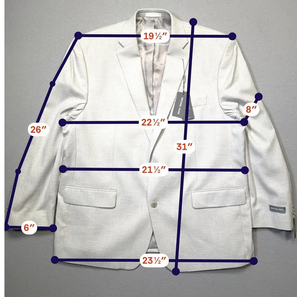Michael Kors Men's Classic-Fit Herringbone Sport Coat Silver Grey 42R $375
